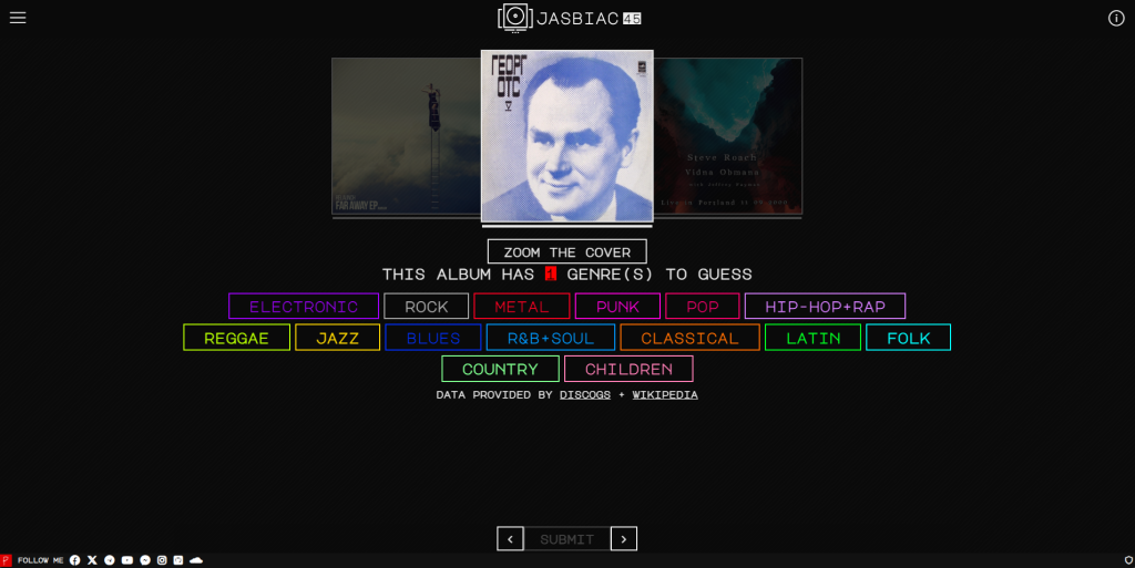 Screenshot of JASBIAC on desktop