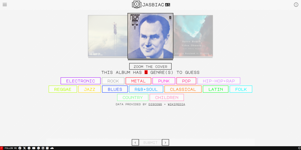 Screenshot of JASBIAC on desktop